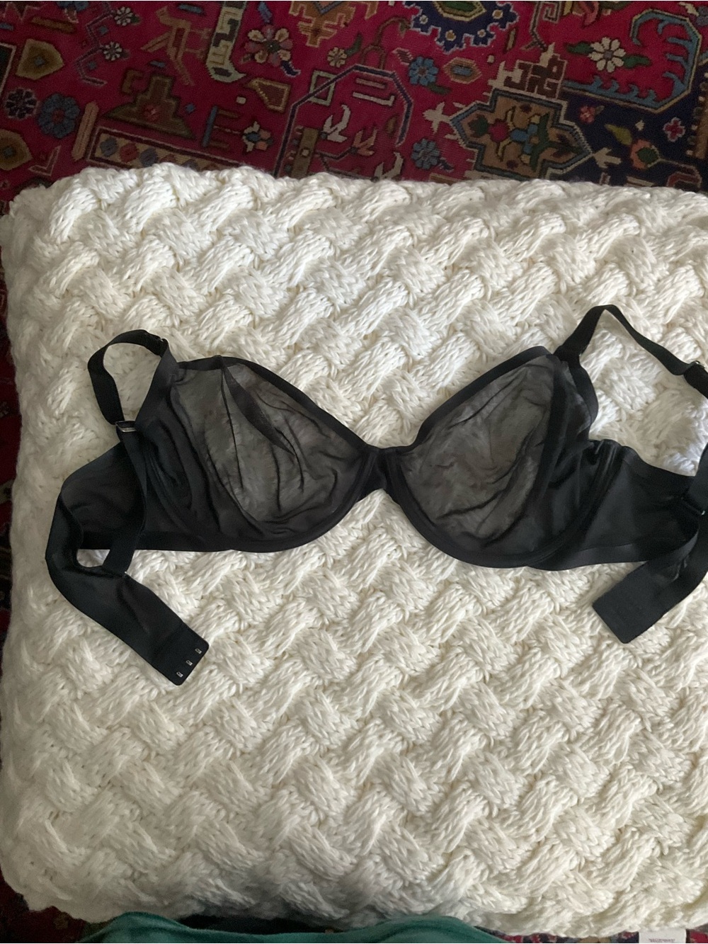 CUUP Sheer Black Underwire Mesh Bra, The Plunge, 44E